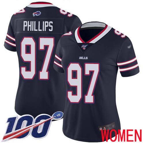 Women Buffalo Bills #97 Jordan Phillips Limited Navy Blue Inverted Legend 100th Season NFL Jersey->women nfl jersey->Women Jersey